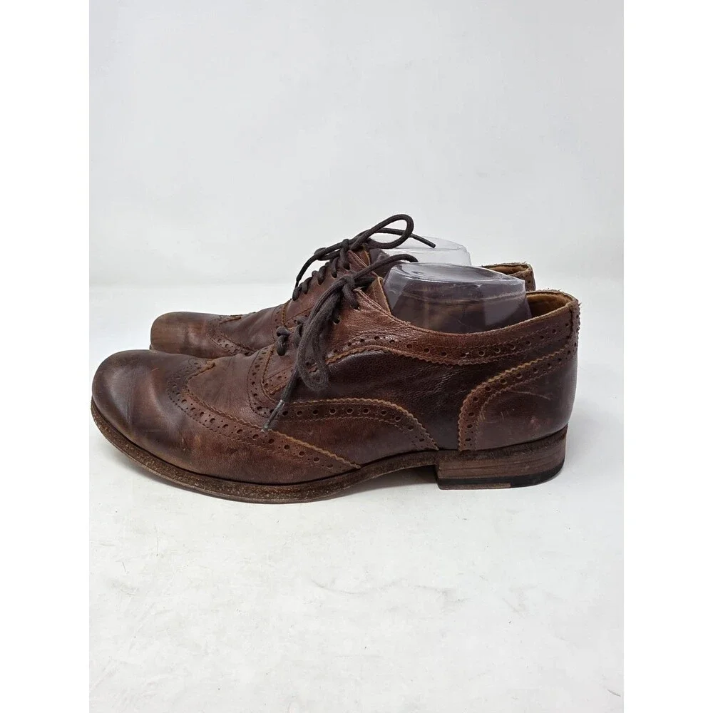 Bed Stu Corsico Tan Driftwood Brown Wingtip Oxfords - Men's 9
